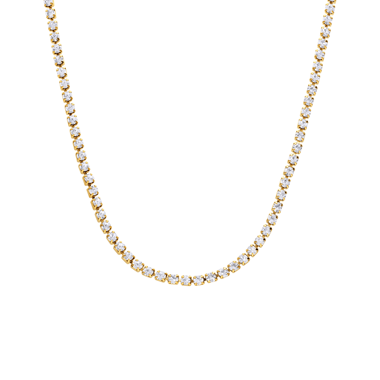 Goudkleurige bijoux ketting met strass wit