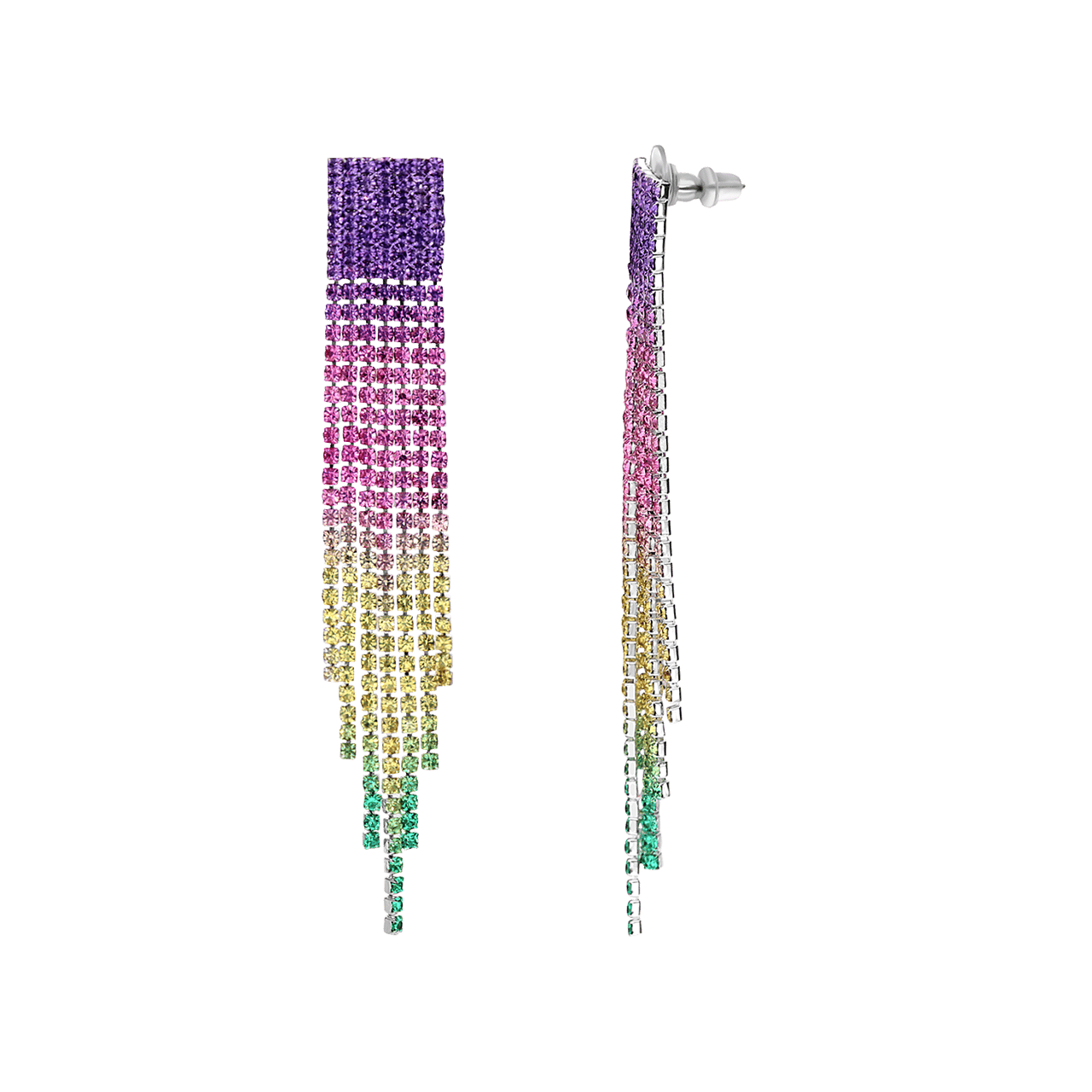 Zilverkleurige bijoux oorhanger multi
