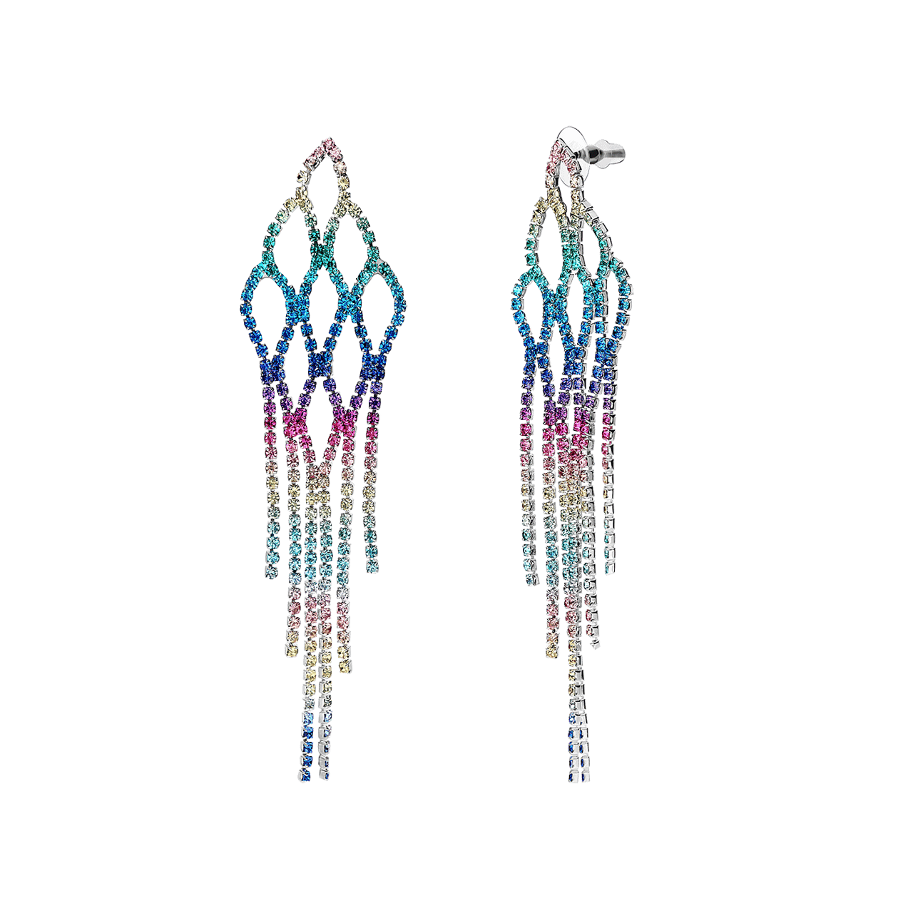 Zilverkleurige bijoux oorhanger multi
