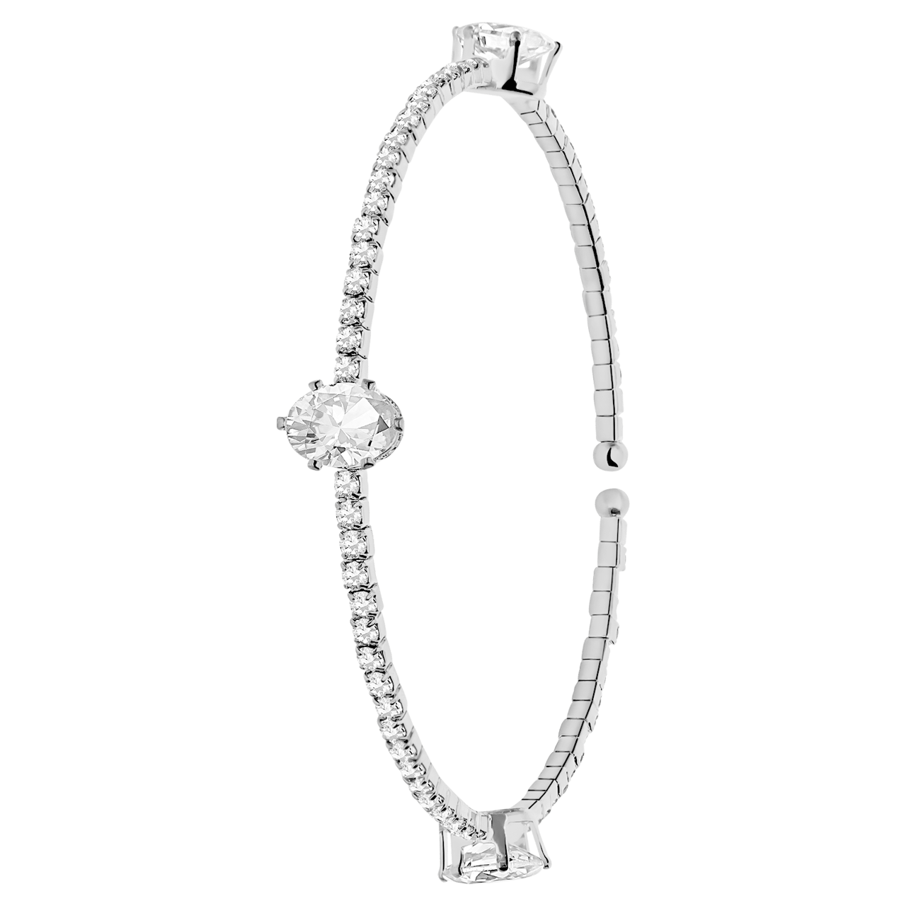 Bijoux zilverkleurige bangle met stras voor dames