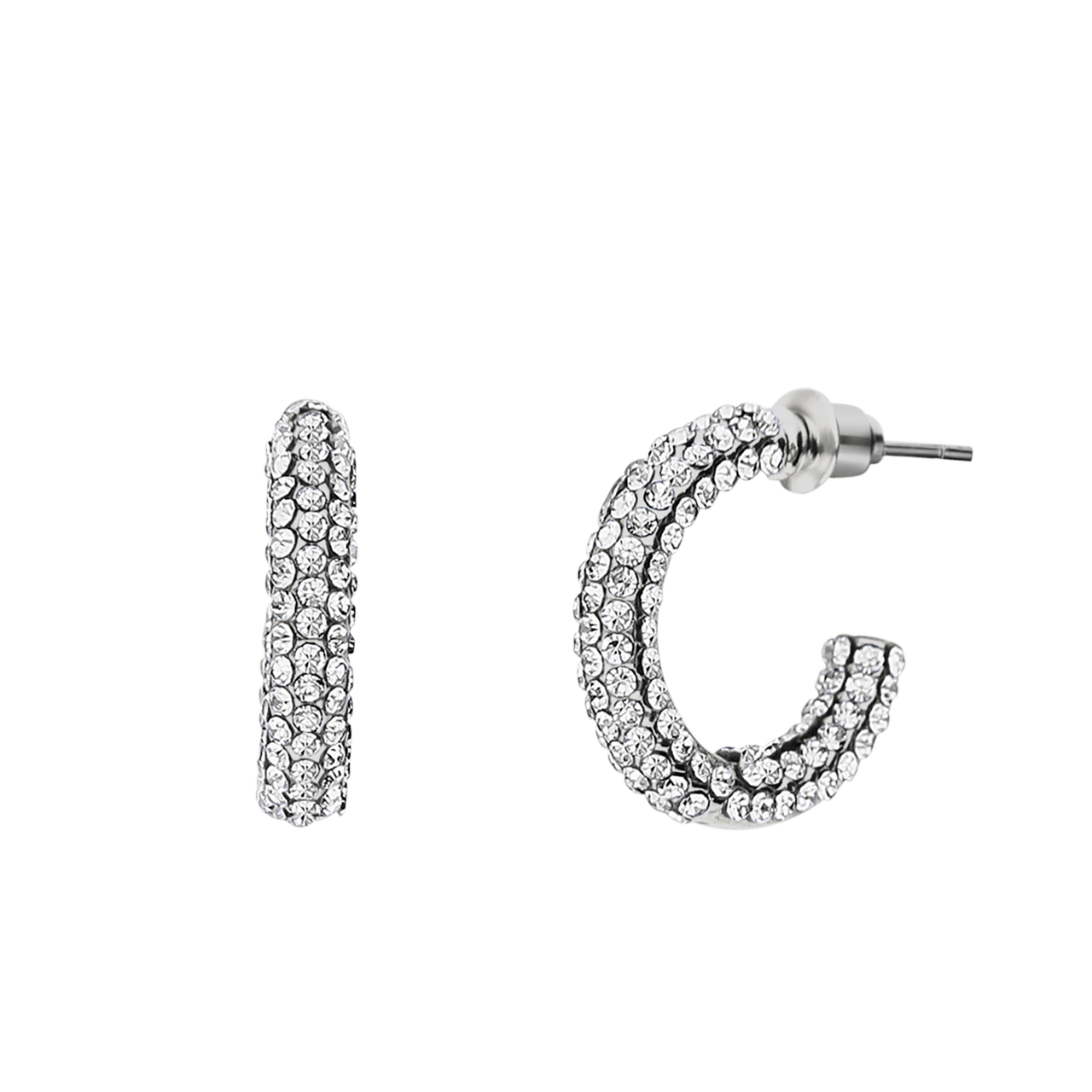 Bijoux zilverkleurige oorringen met steentjes voor dames