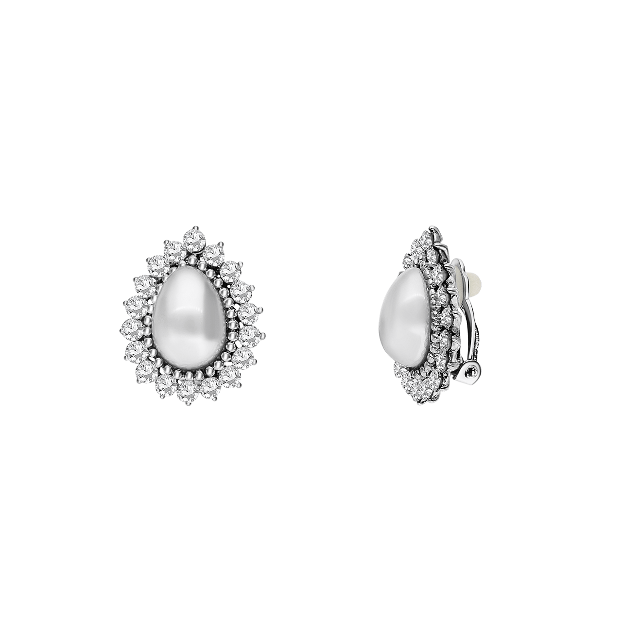 Zilverkleurige bijoux oorclips ovaal