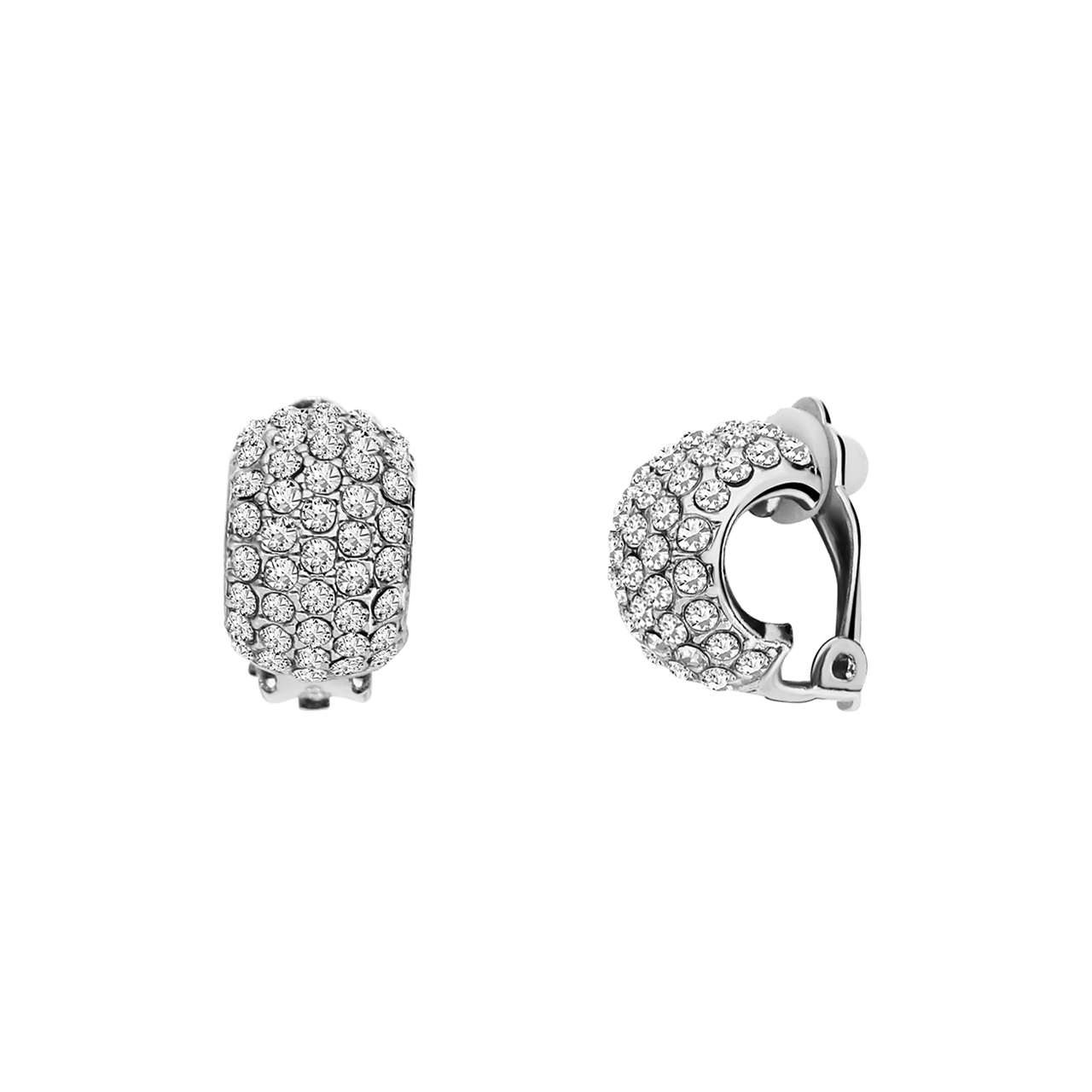 Zilverkleurige bijoux oorclips met stras