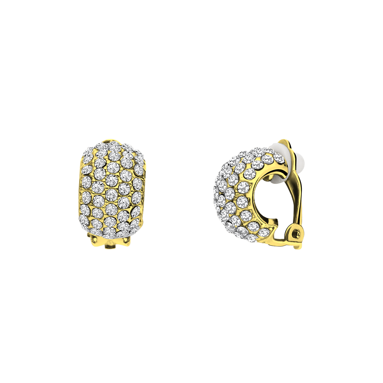 Bijoux goudkleurige oorclips met stras voor dames