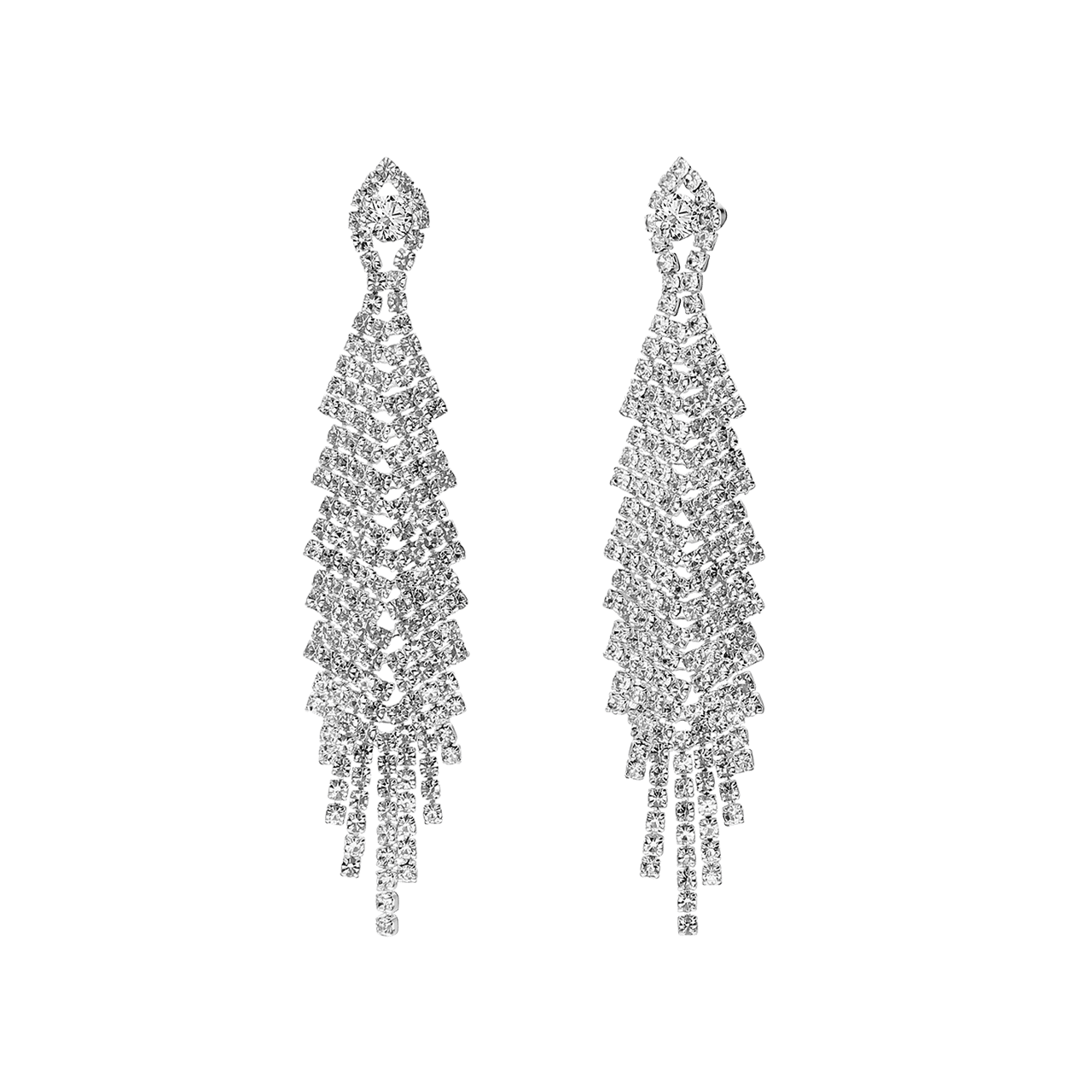 Zilverkleurige bijoux oorhangers met stras
