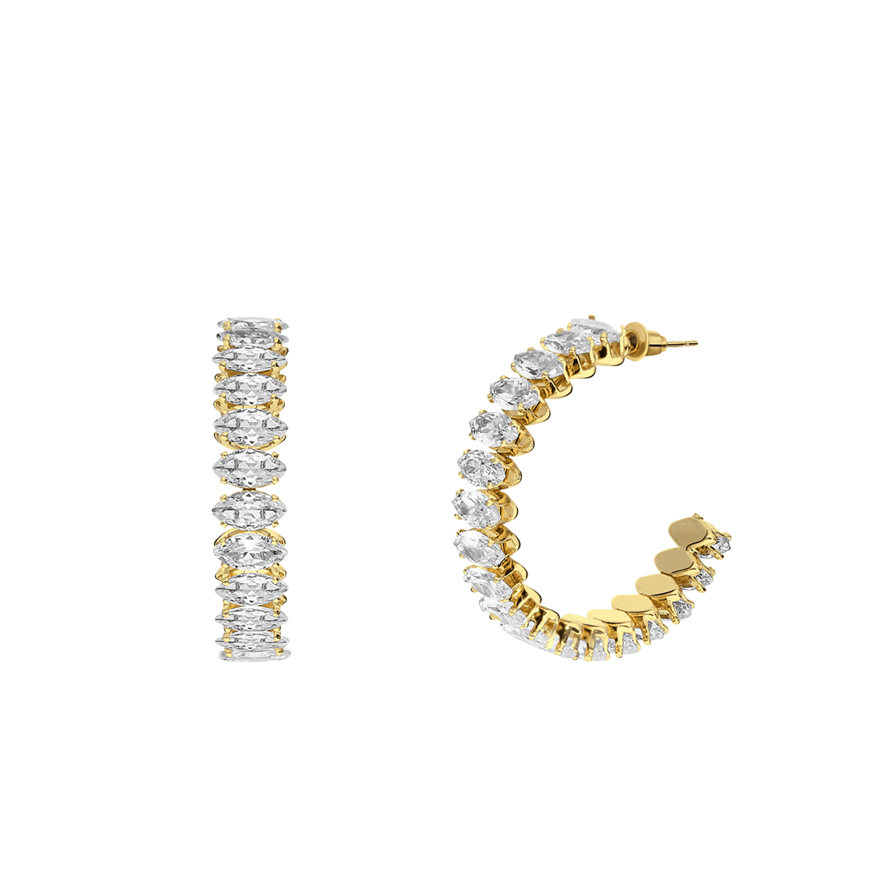 Goudkleurige bijoux oorringen met stras