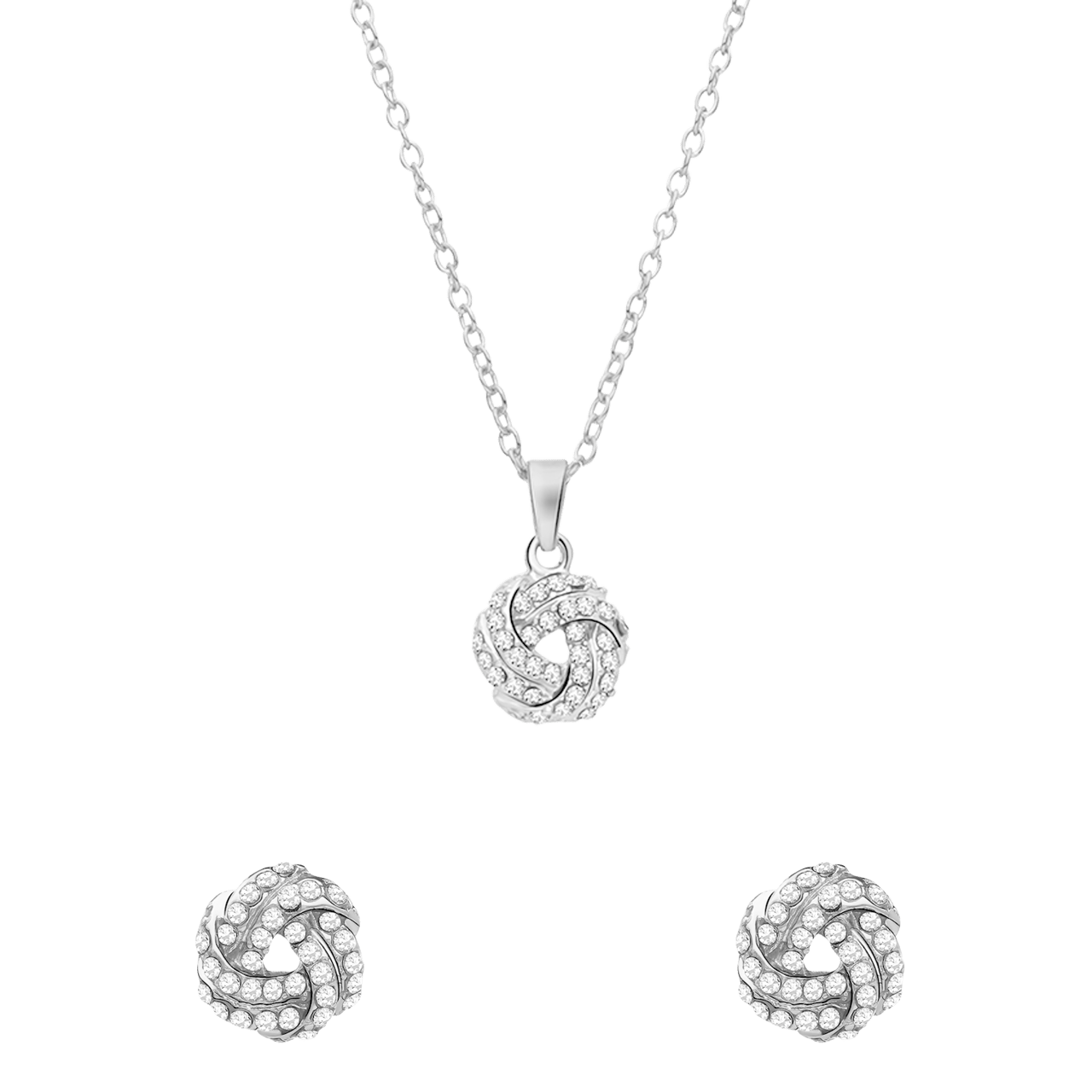 Zilverkleurige bijoux sieradenset knoop