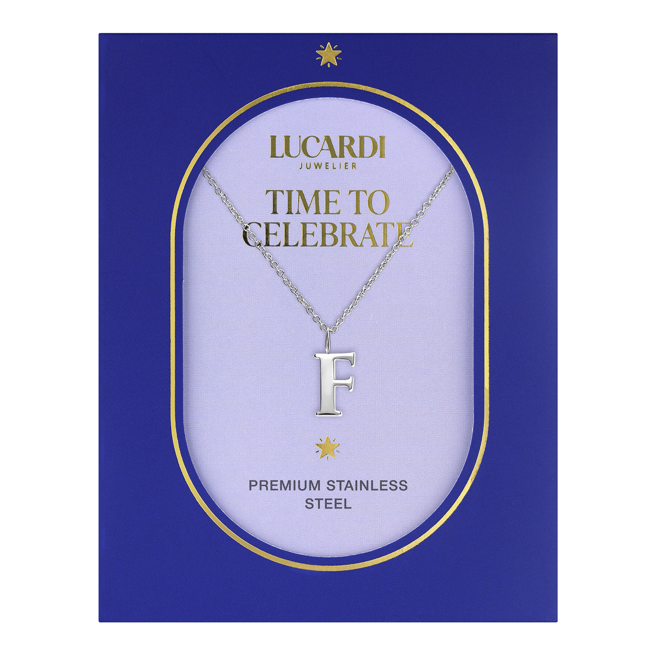 Stainless steel ketting letter F