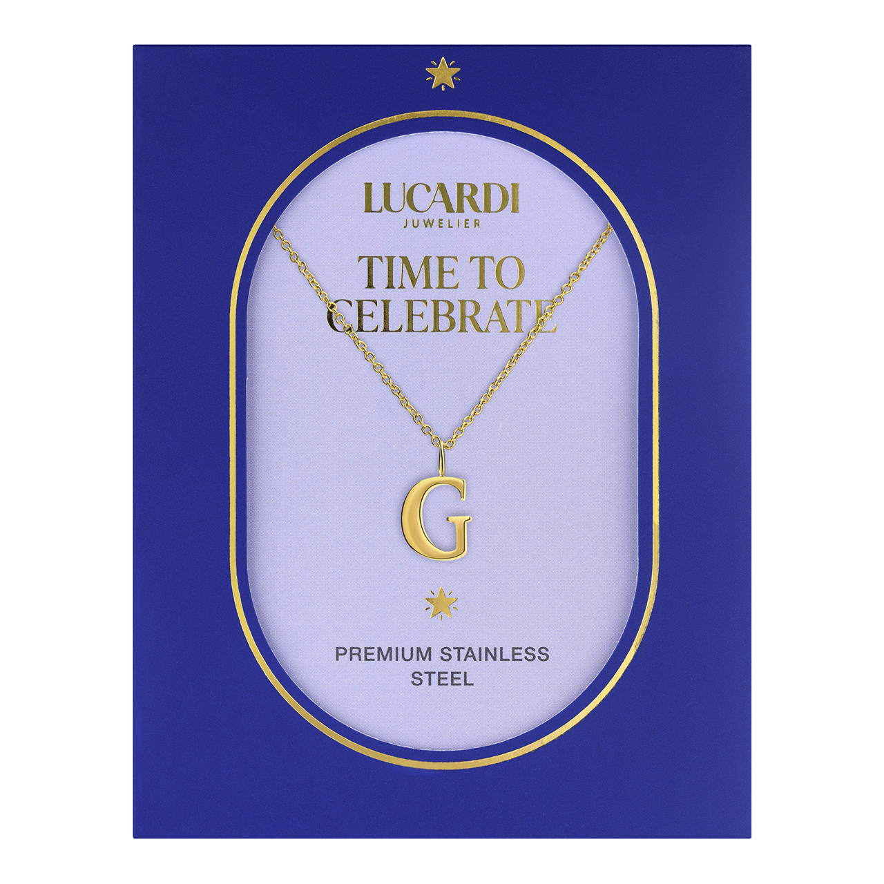 Stainless steel goldplated ketting met letterhanger G voor dames