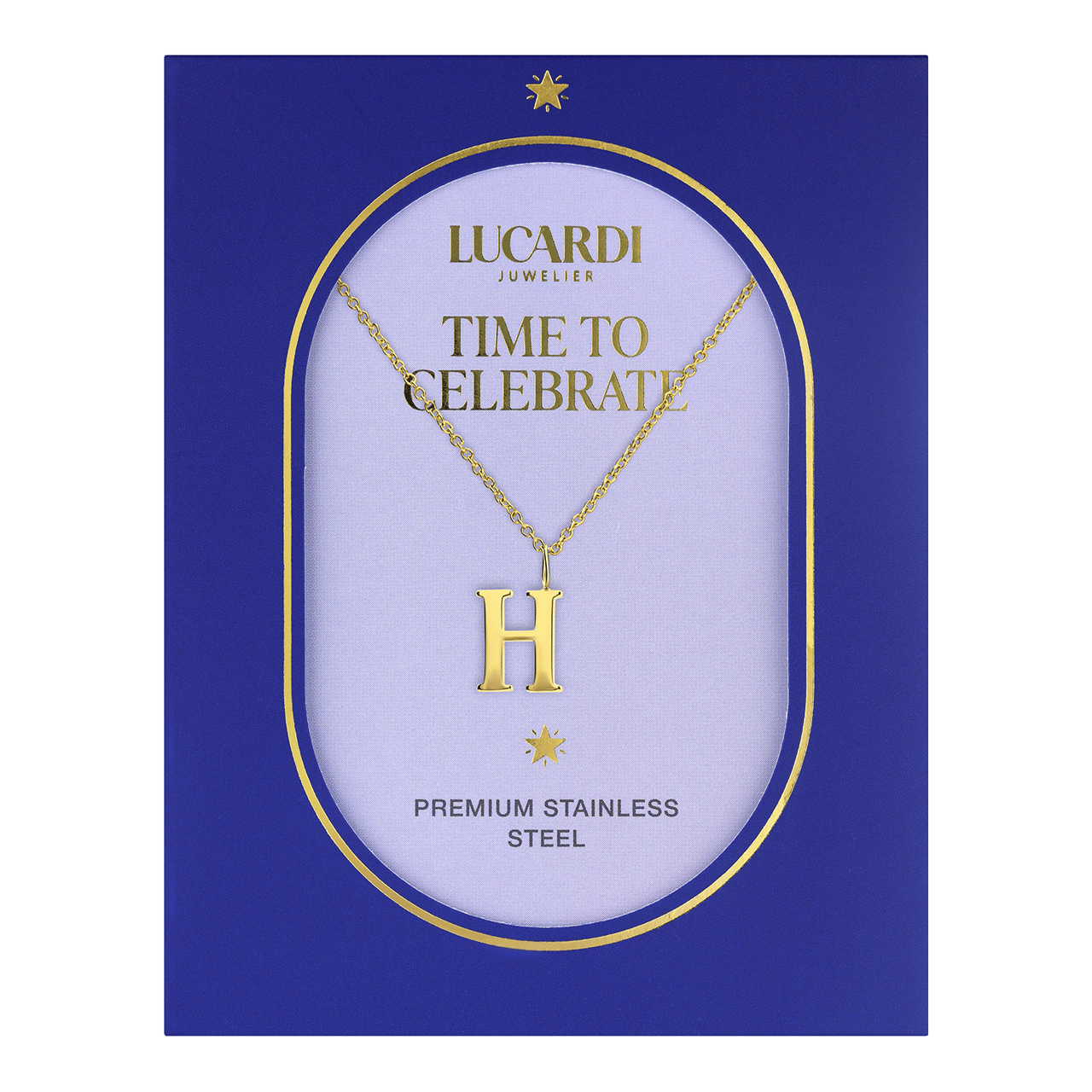 Stalen goldplated ketting letter H
