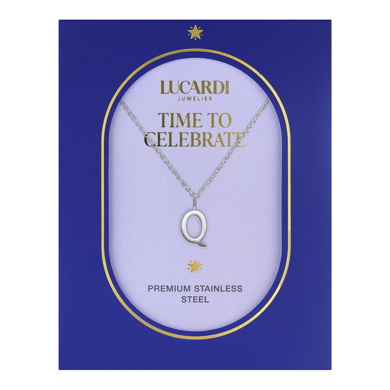 Stainless steel ketting letter Q