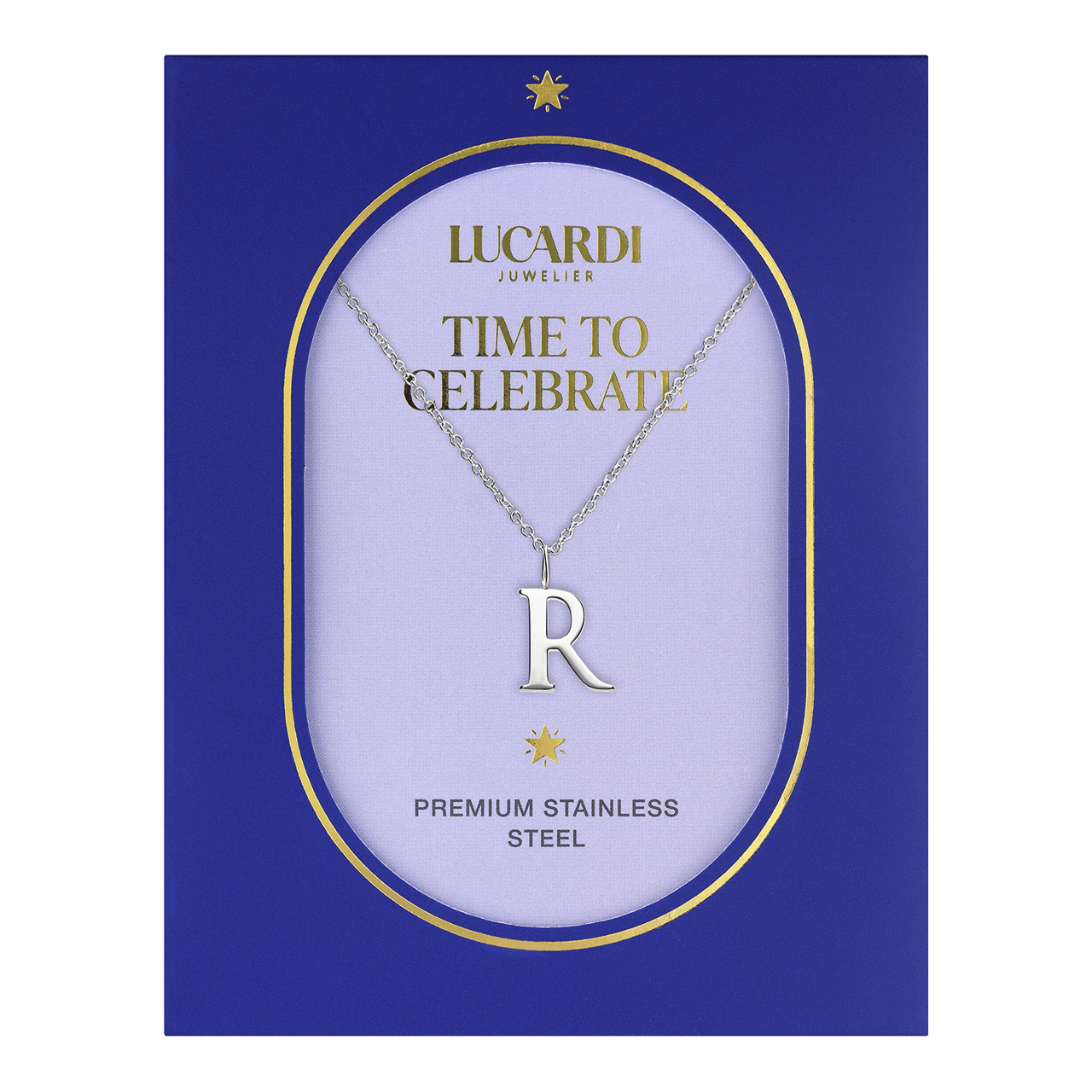 Stainless steel ketting letter R