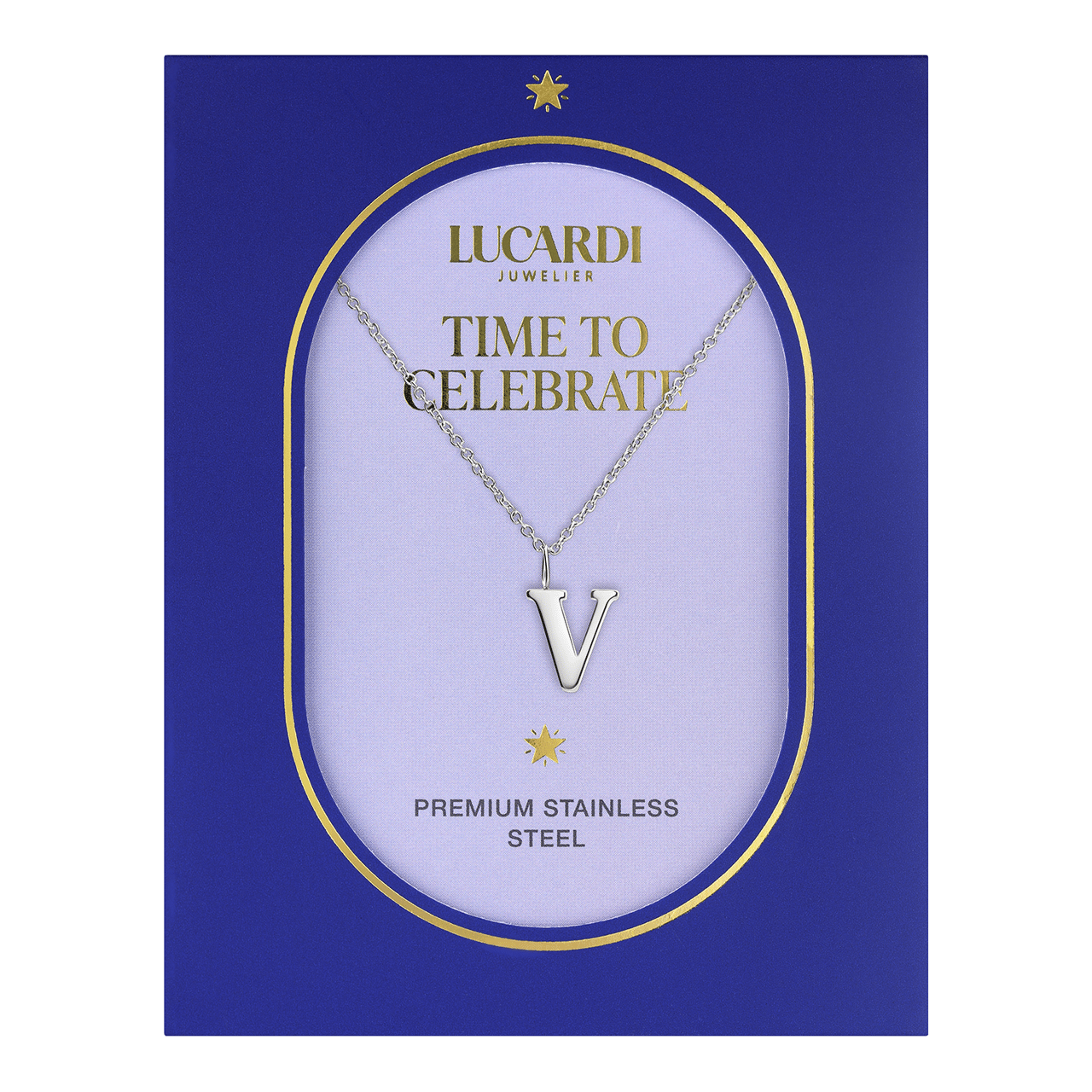 Stainless steel ketting letter V