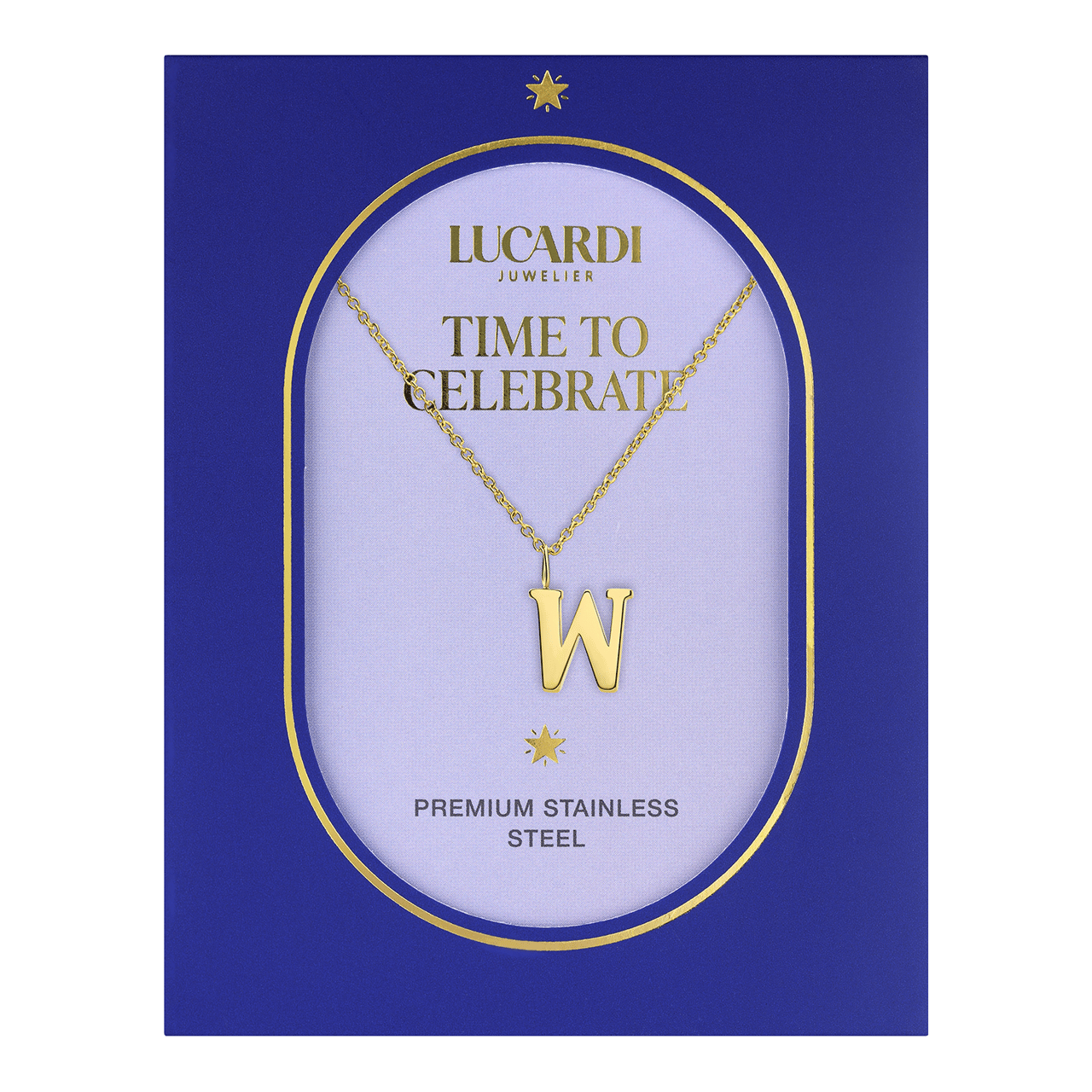 Stalen goldplated ketting letter W