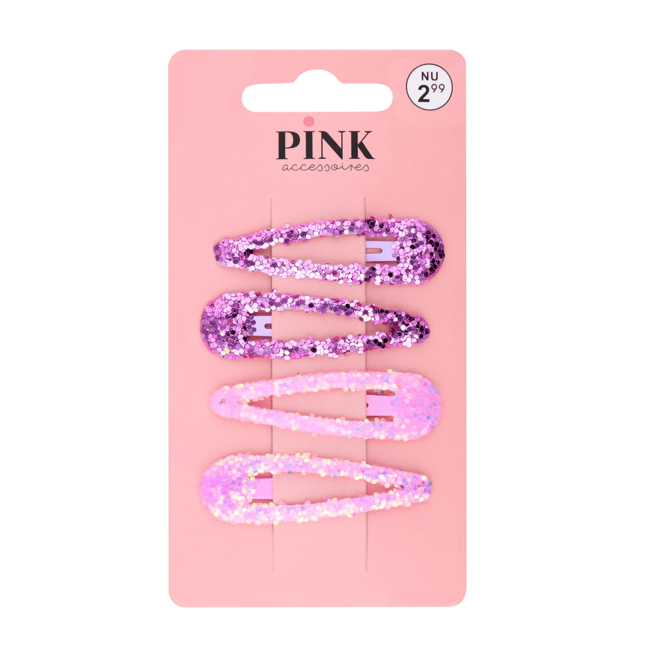 Roze en paarse haarspeldenset met glitters
