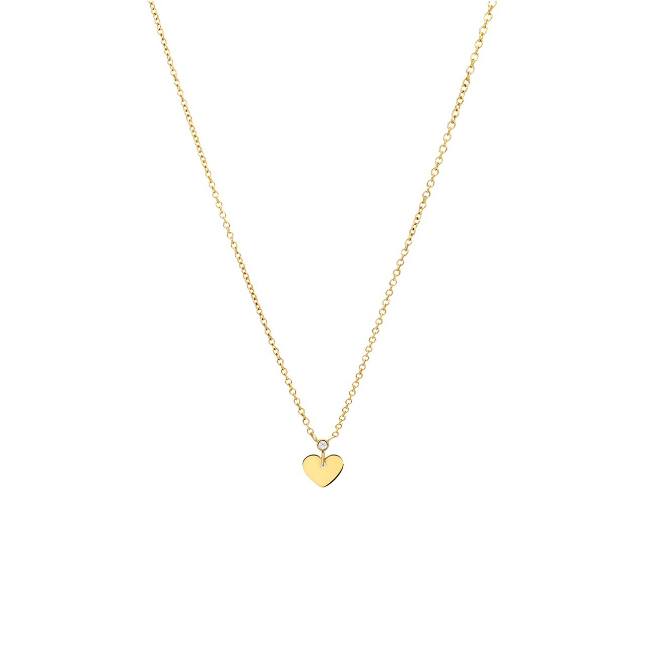 Stainless steel goldplated ketting met hanger hart met zirkonia voor dames