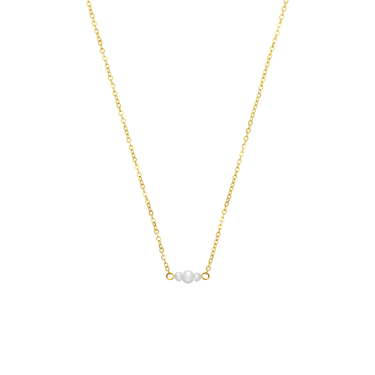 Myla stainless steel goldplated ketting met parels voor dames