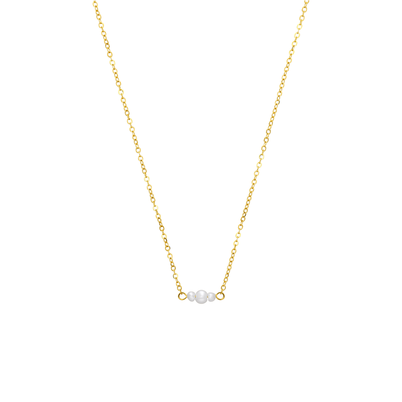 Stalen goldplated ketting met hanger met parel voor dames