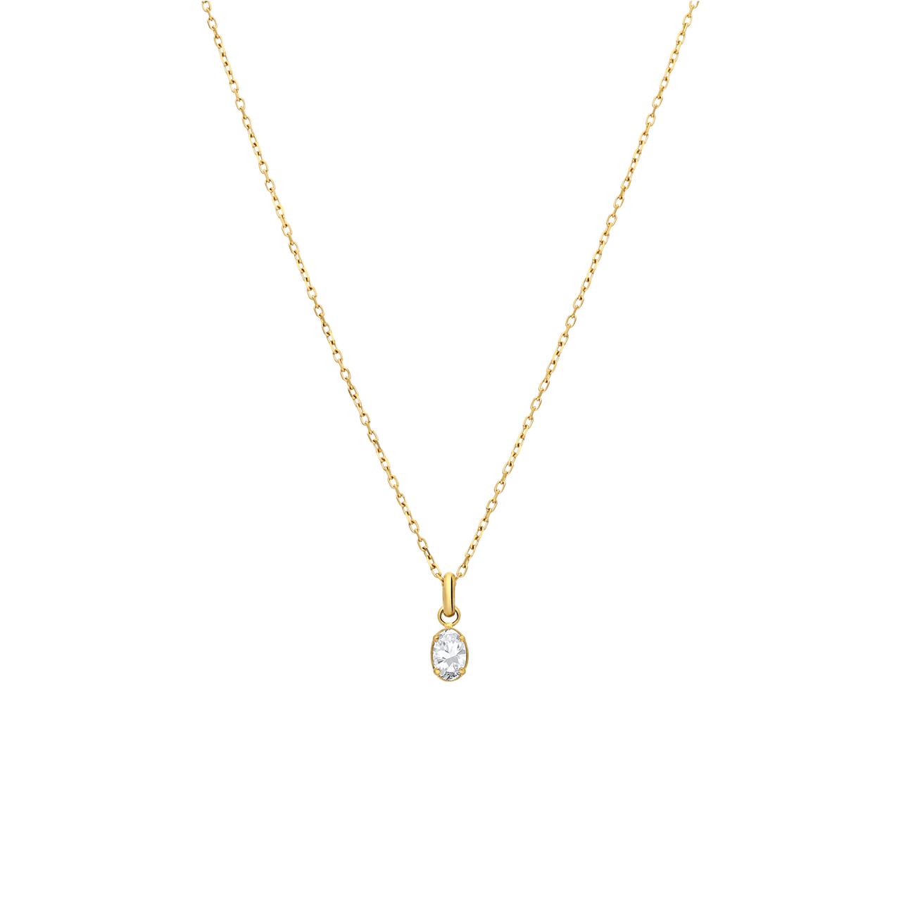 Stalen goldplated ketting met hanger met zirkonia voor dames