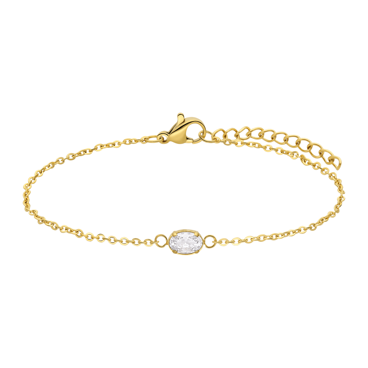 Stalen goldplated fantasiearmband met zirkonia voor dames