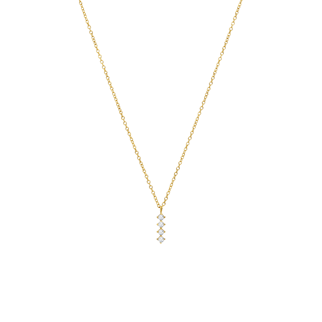 Stalen goldplated ketting met hanger met zirkonia voor dames