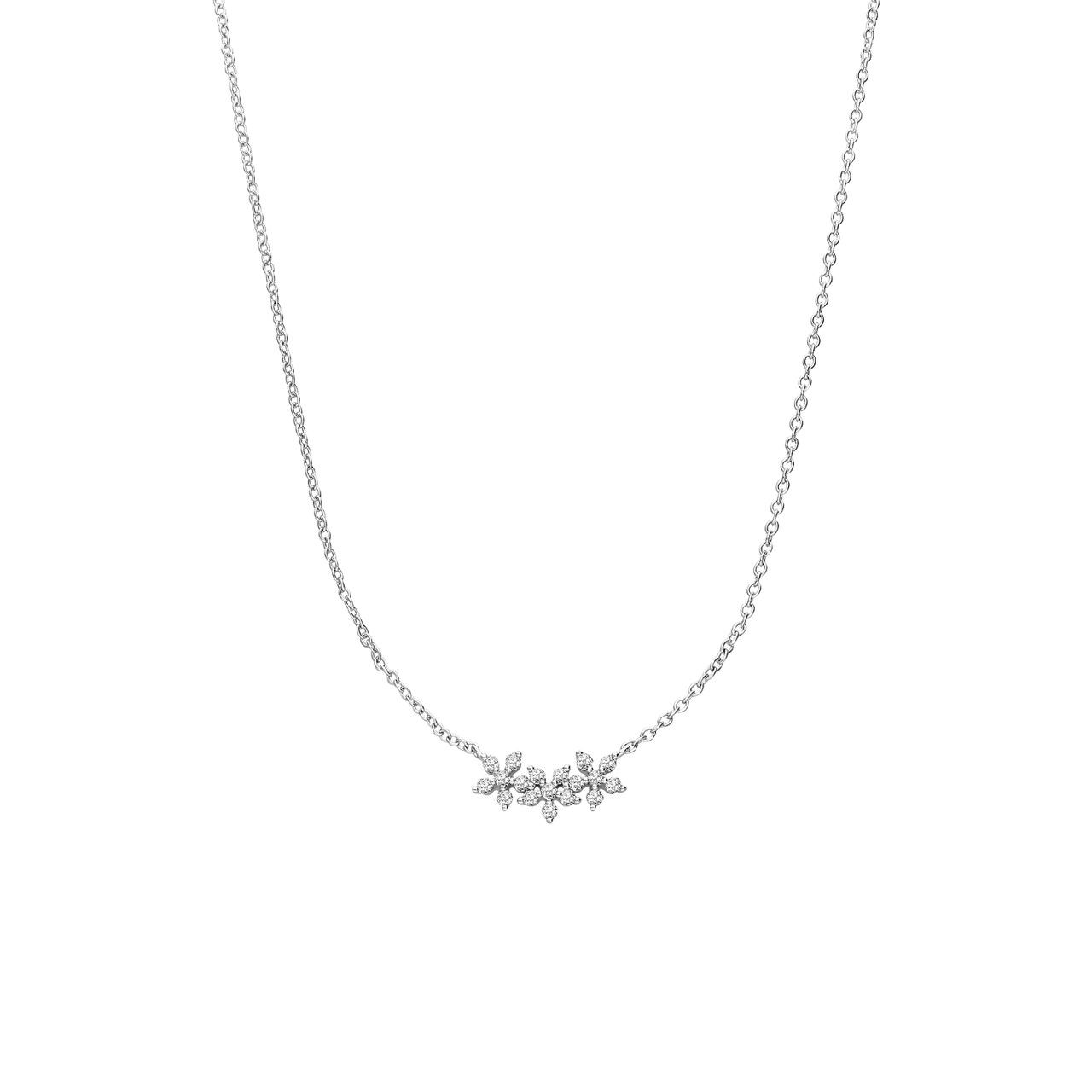 Collier, 925 Silber, drei Blumen mit Zirkonia
