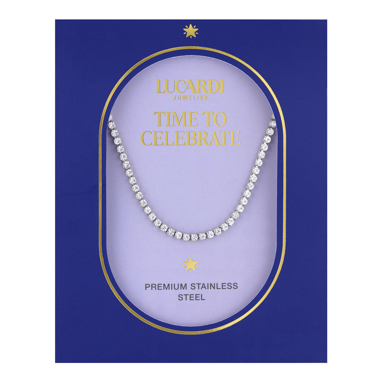 Stainless steel tennisketting met stras voor dames