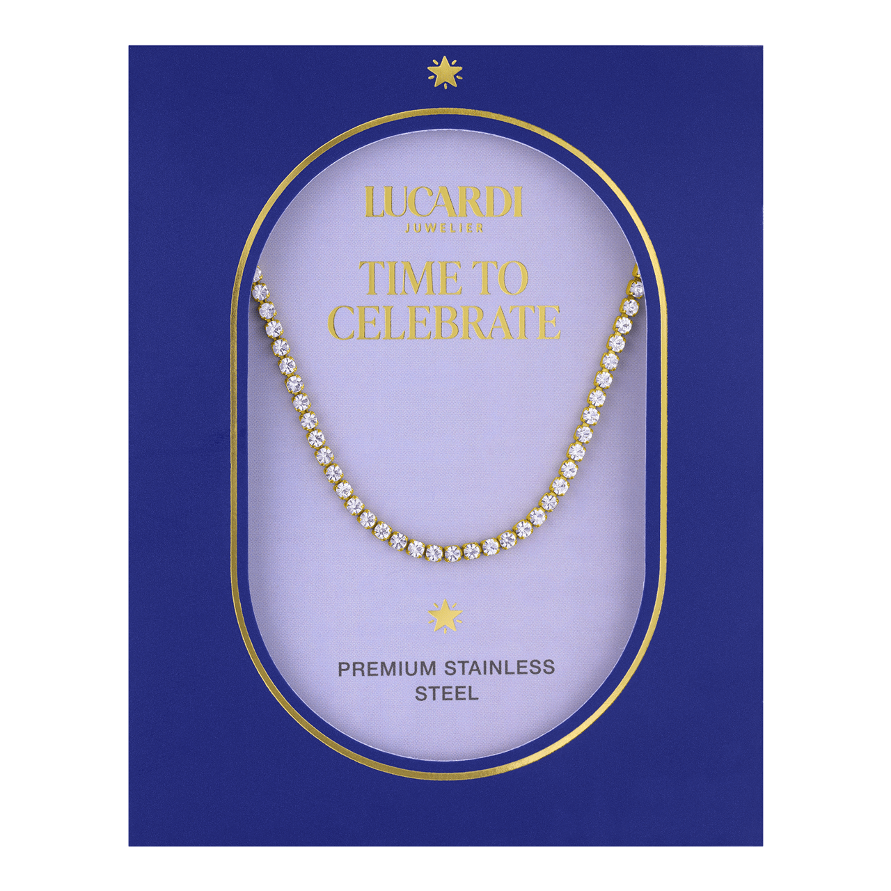 Stainless steel goldplated tennisketting met zirkonia voor dames