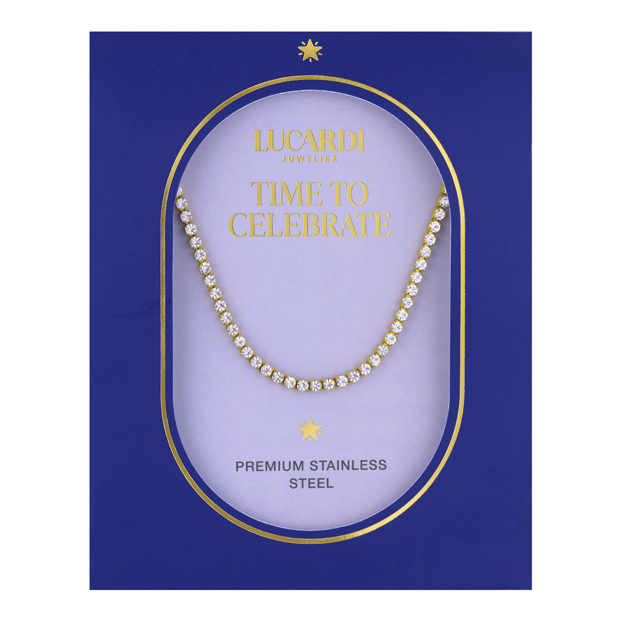 Stalen goldplated tennisketting met zirkonia voor dames