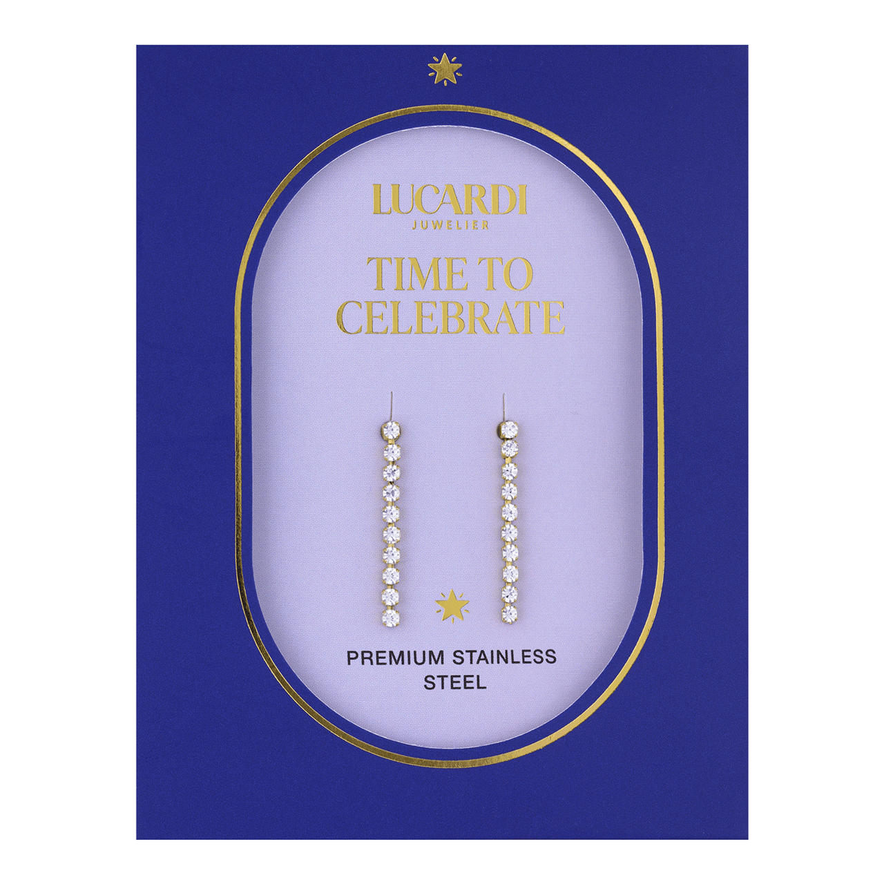 Stainless steel goldplated oorhangers met stras voor dames