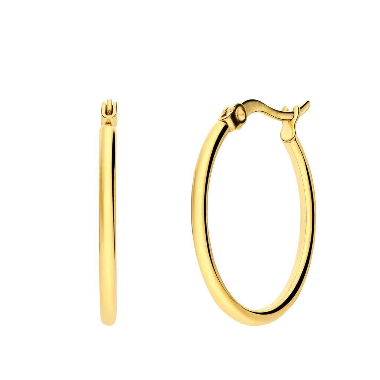 Stainless steel goldplated oorringen 35mm voor dames