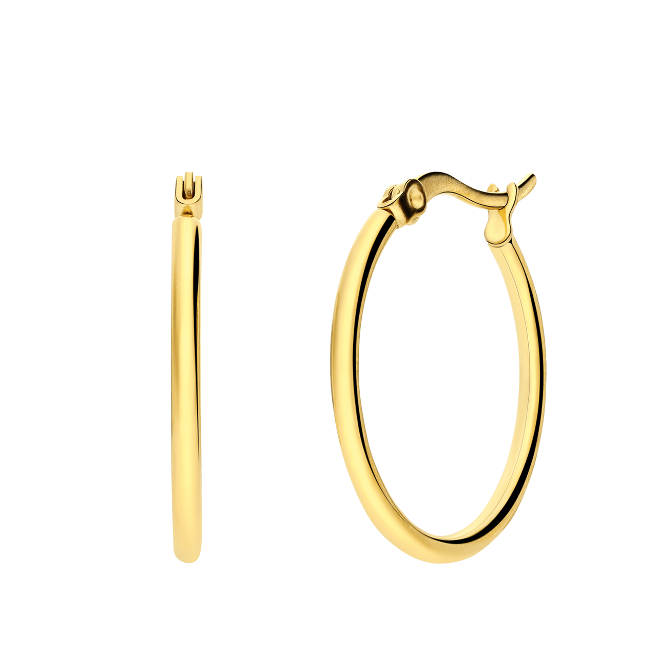 Stalen goldplated oorringen 50mm voor dames