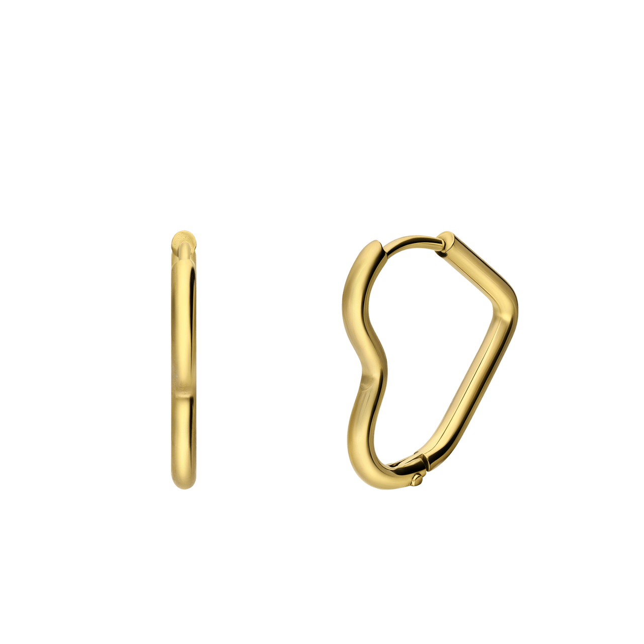 Stainless steel goldplated oorringen hart voor dames