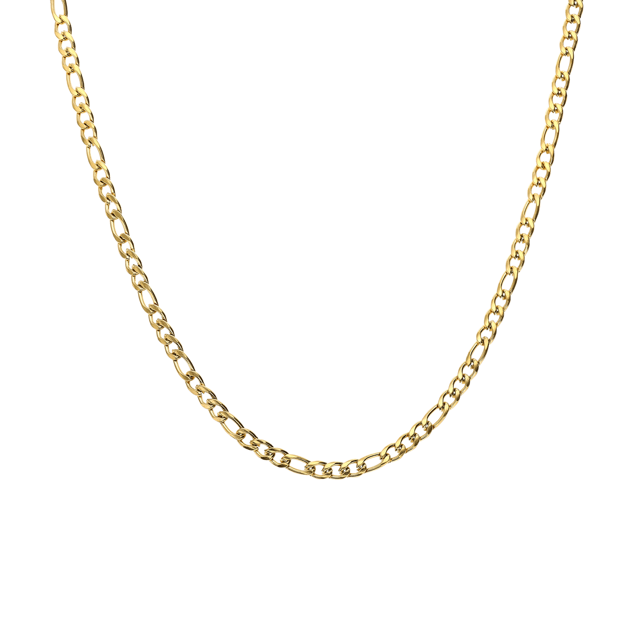 Stainless steel goldplated figaro ketting unisex 3mm breed