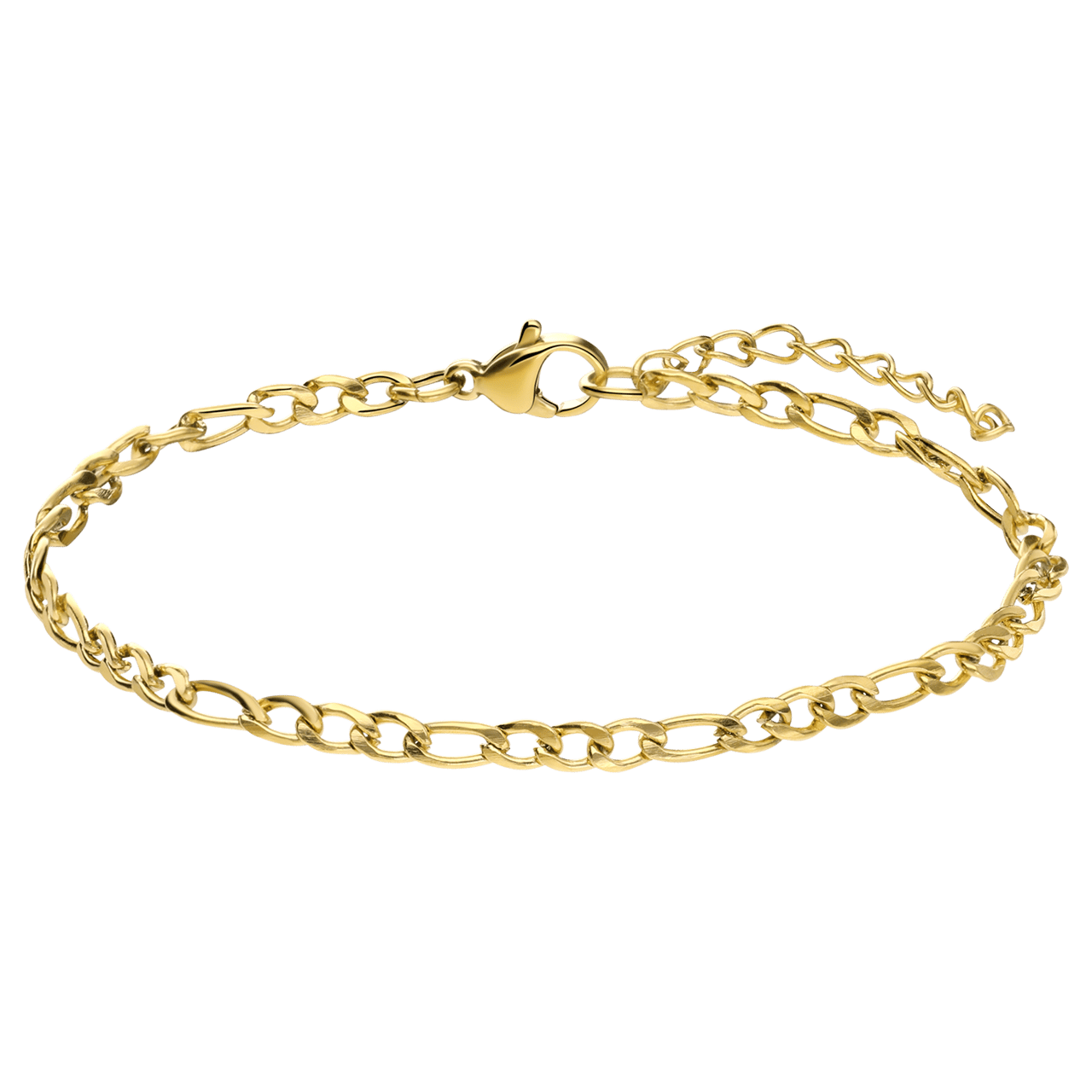 Armband aus Edelstahl, vergoldet, mit Figaroglied, 3 mm