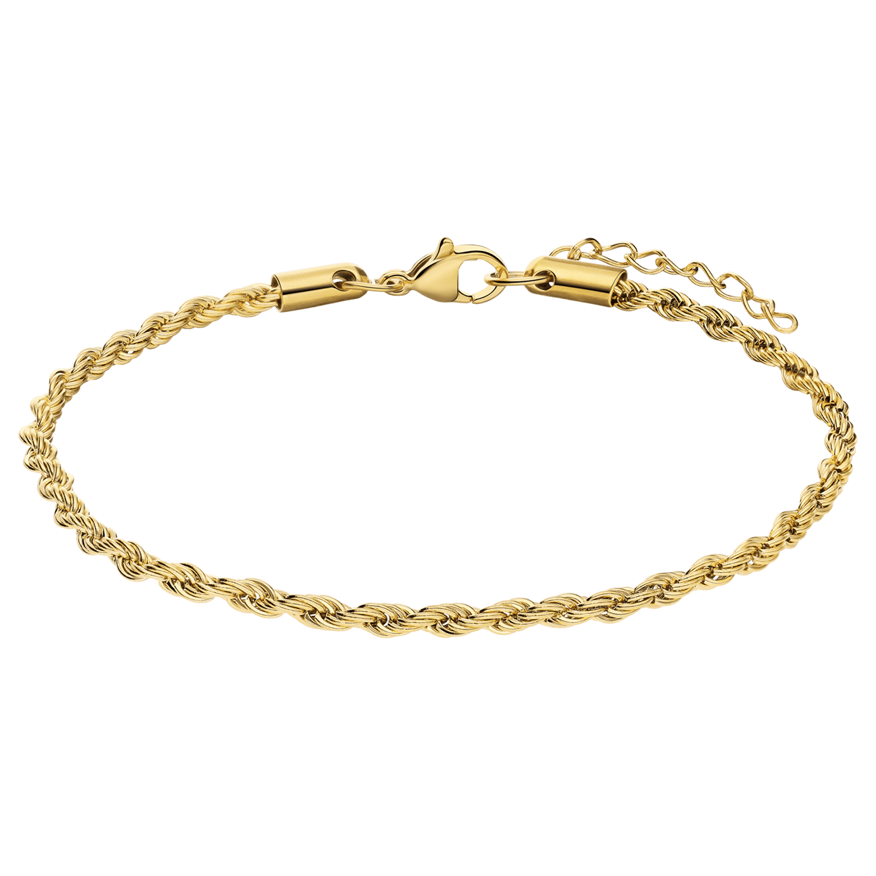 Armband aus Edelstahl, vergoldet, mit Kordel-Glied 3 mm
