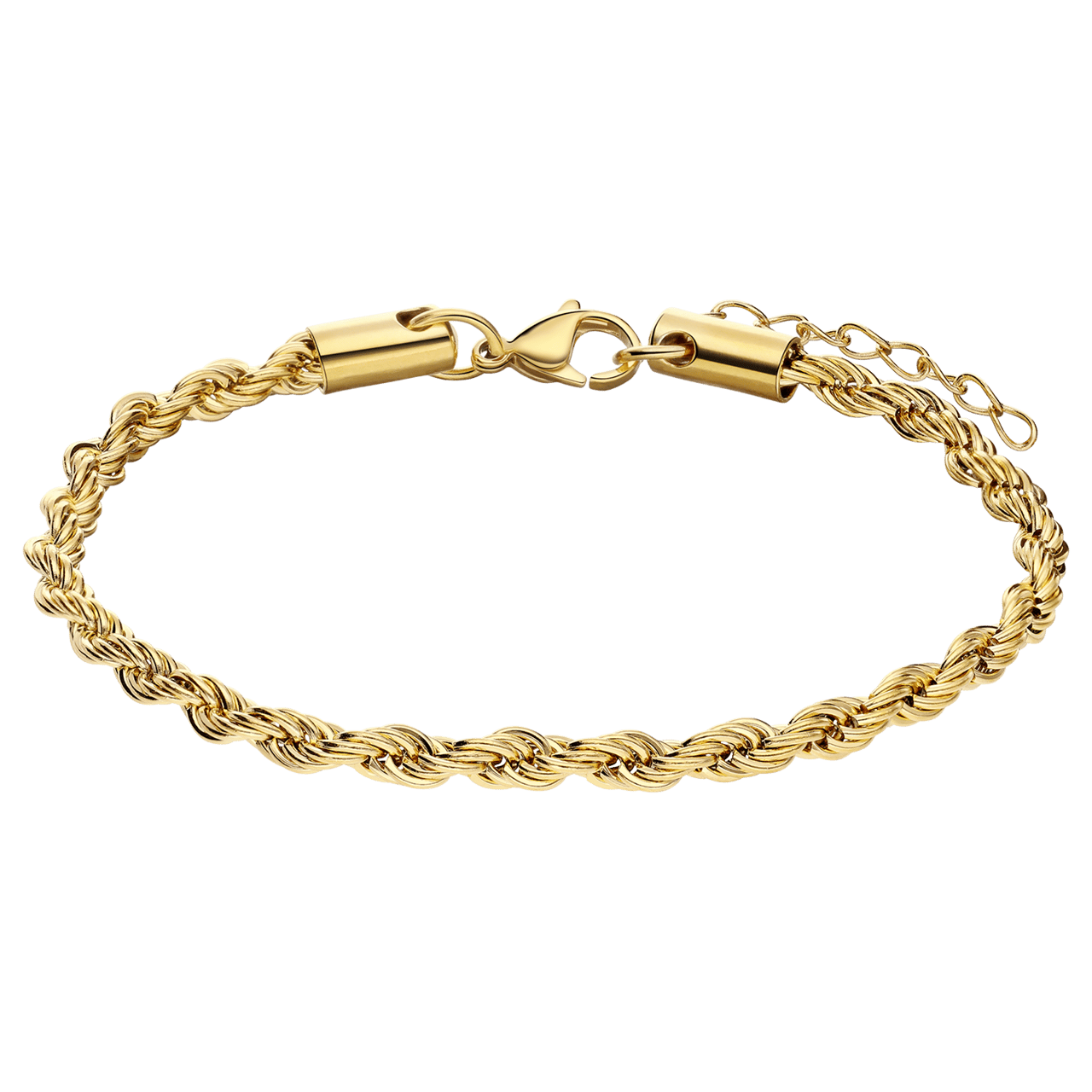 Armband aus Edelstahl, vergoldet, mit Kordel-Glied 4 mm