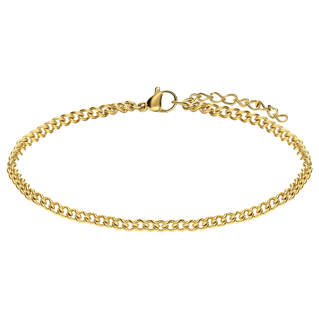 Stalen goldplated schakelarmband 3mm
