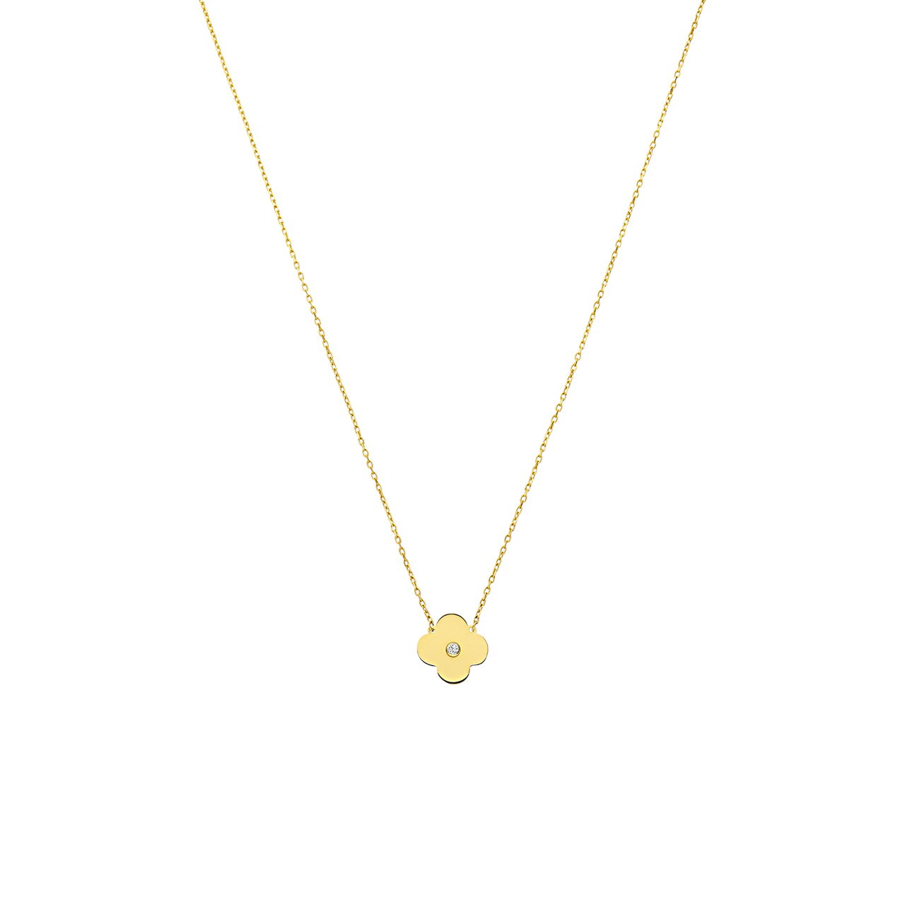 14 karaat gouden ketting klaver zirkonia voor dames