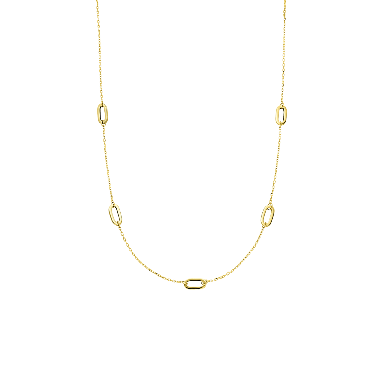 Halskette aus 585er Gelbgold mit 5 Ovalen
