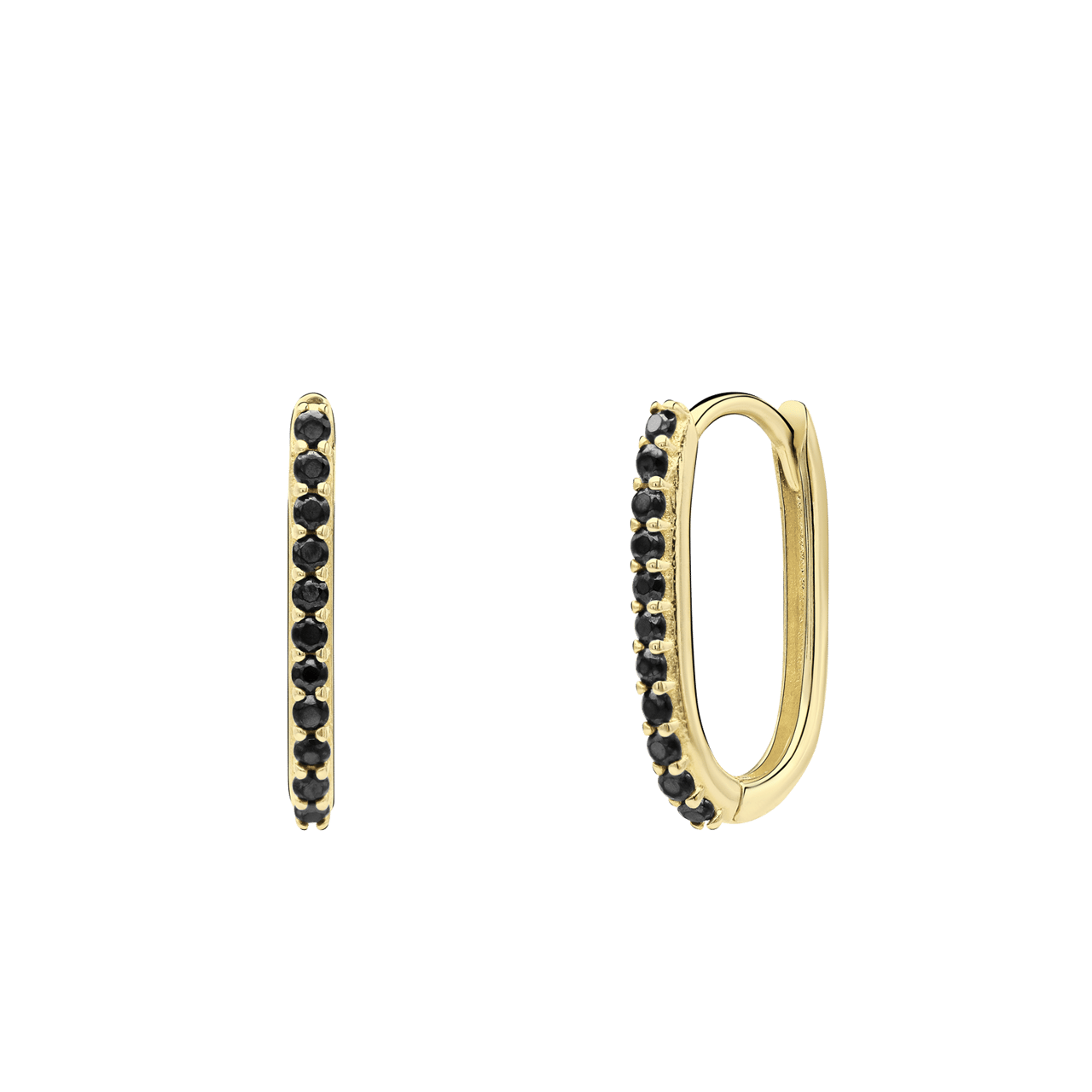 Ohrringe aus 585er Gelbgold mit schwarzem Zirkoniabesatz