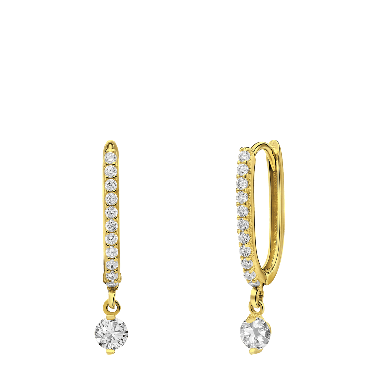 Ohrringe aus 585er Gelbgold, Anhänger mit Zirkoniabesatz