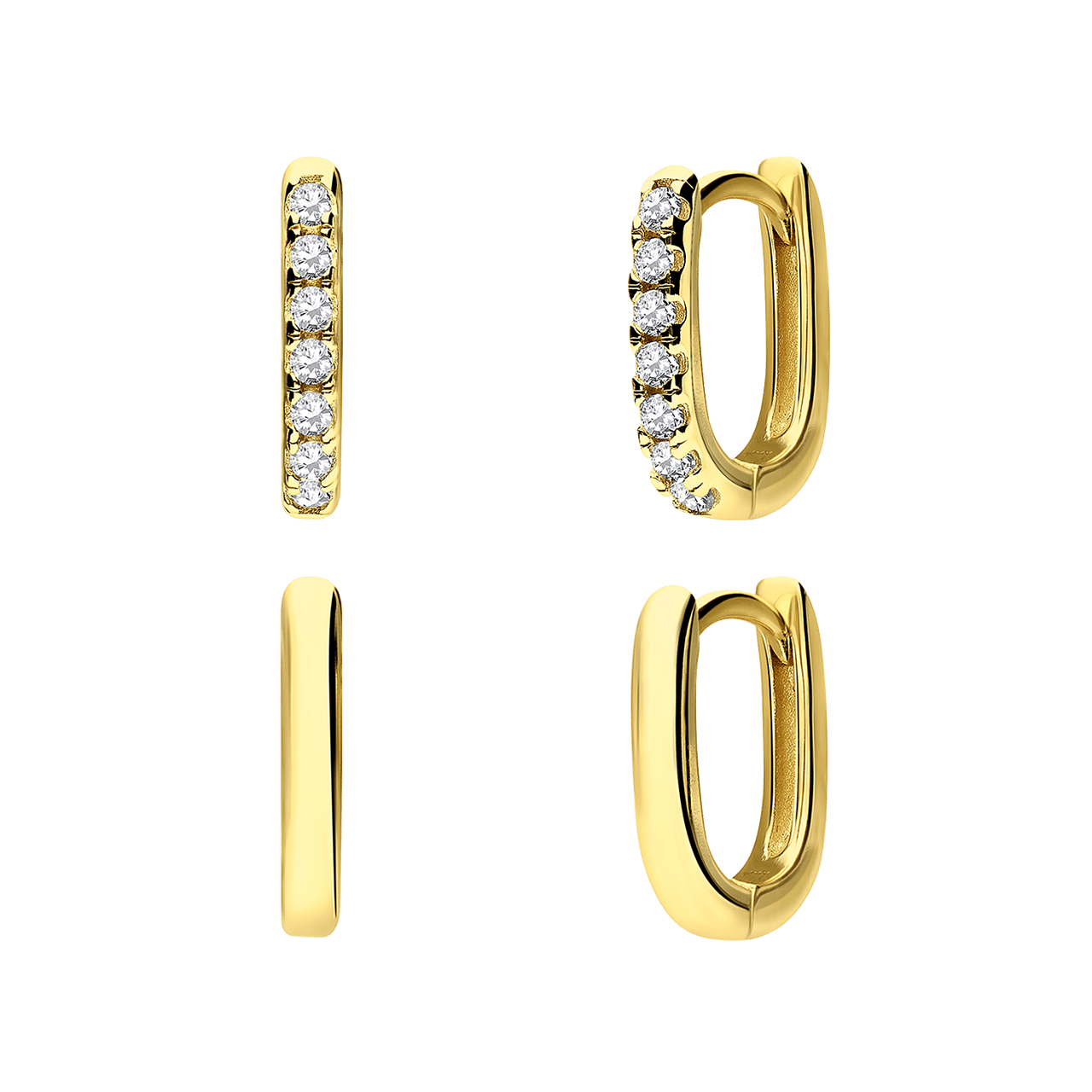 Zilveren goldplated sieradenset met zirkonia voor dames
