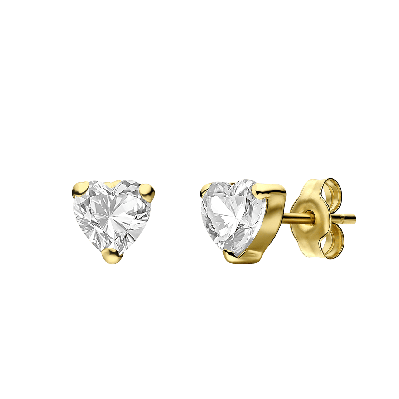 Ohrringe aus 585er Gelbgold, mit Herz, Zirkoniastein