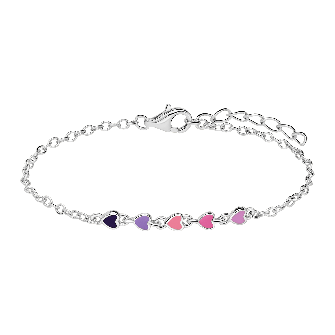 Armband, 925 Silber, bunte Emaille-Herzen