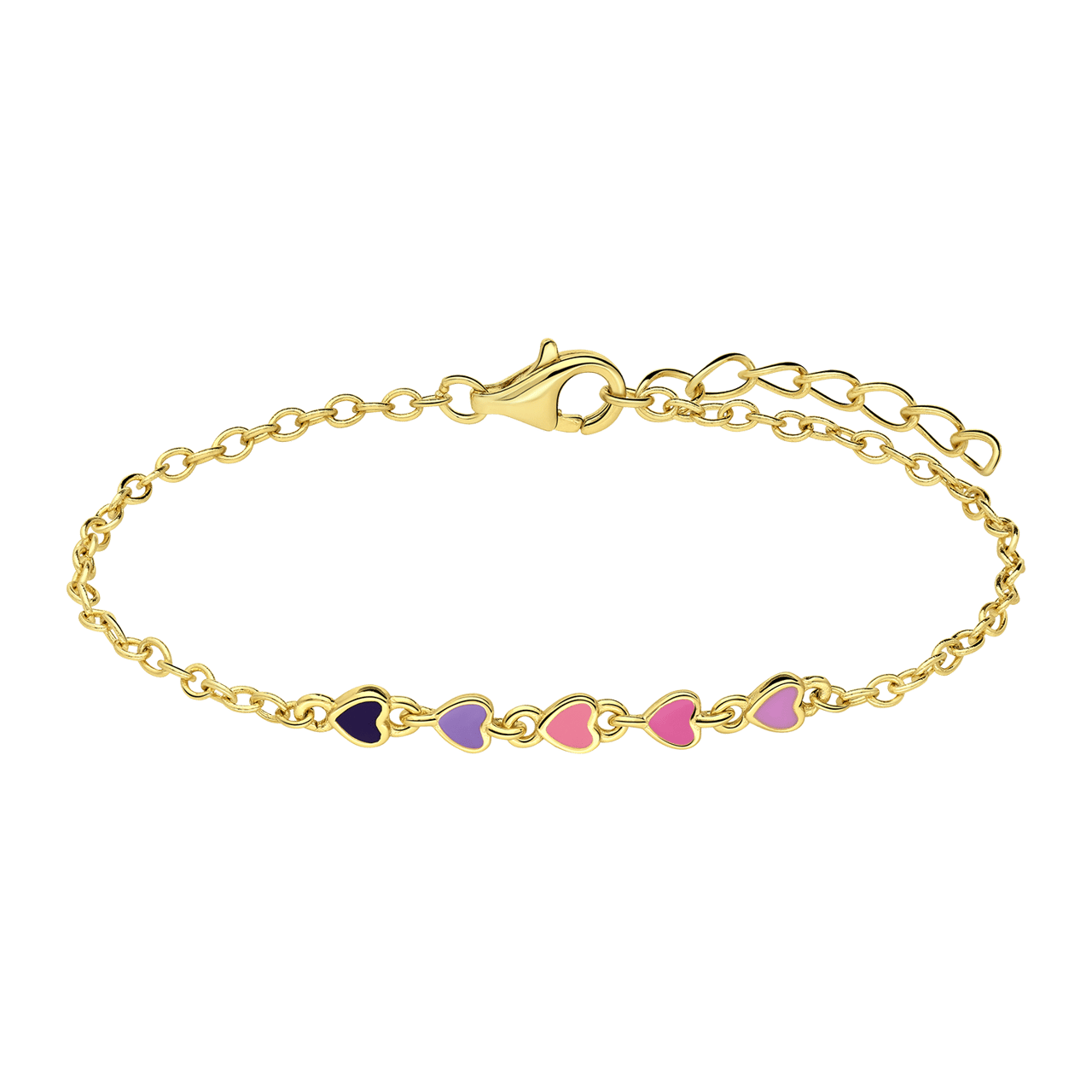 Armband, 925 Silber, vergoldet, bunte Emaille-Herzen