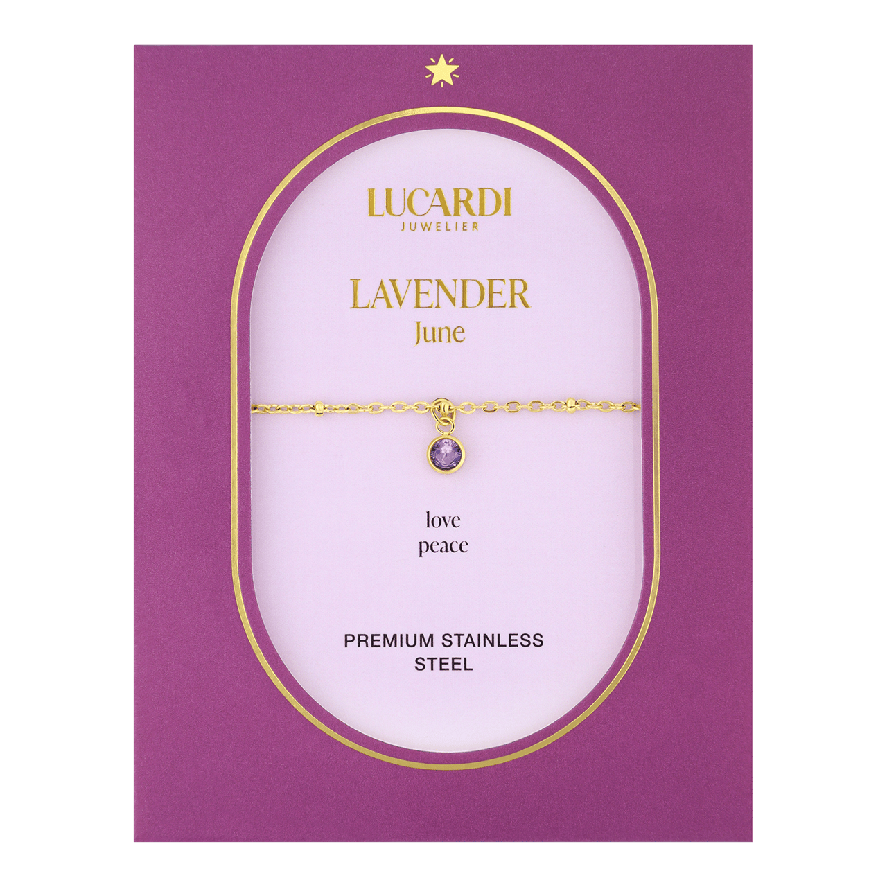 Stalen goldplated armband geboortesteen juni