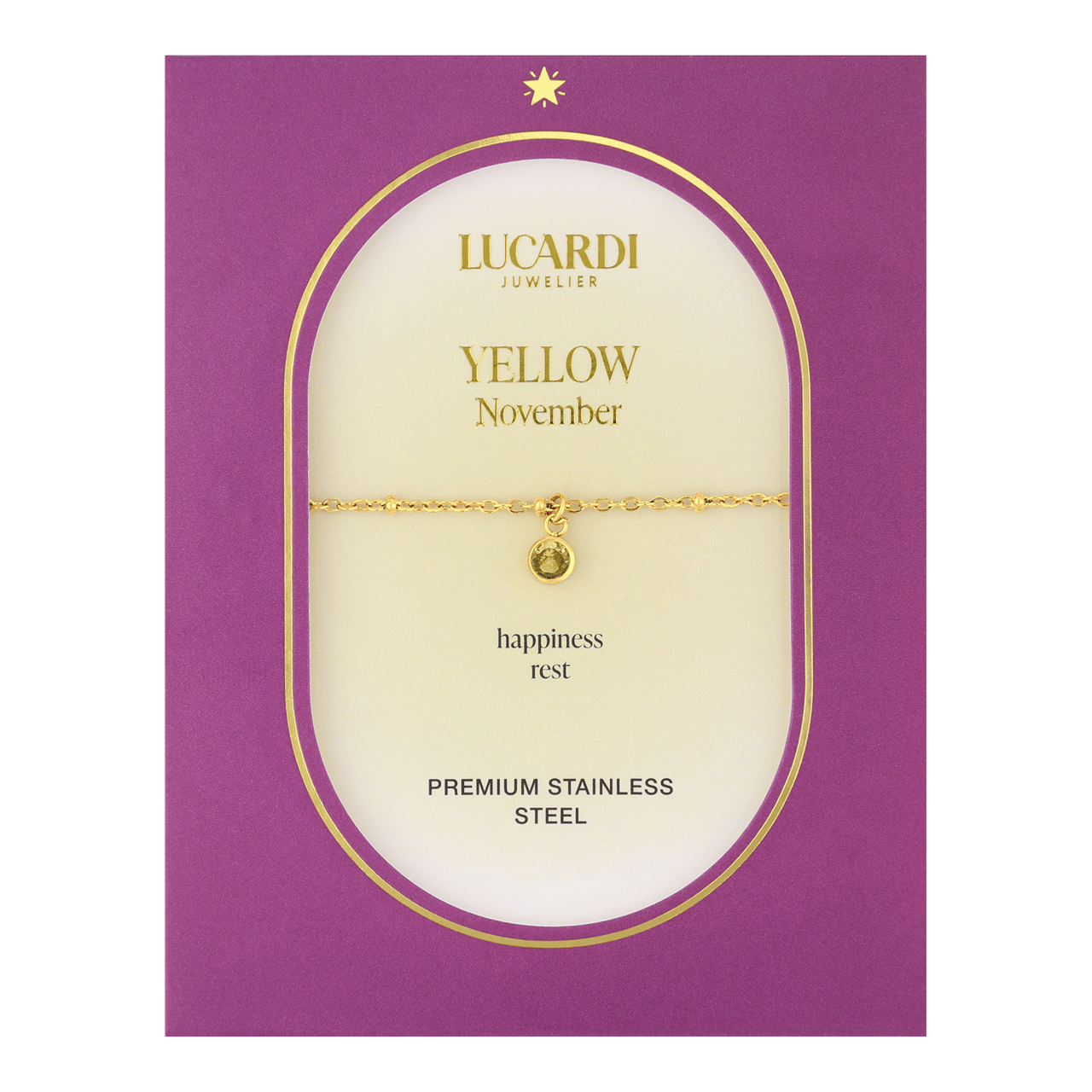 Stalen goldplated fantasiearmband met geboortesteen November voor dames
