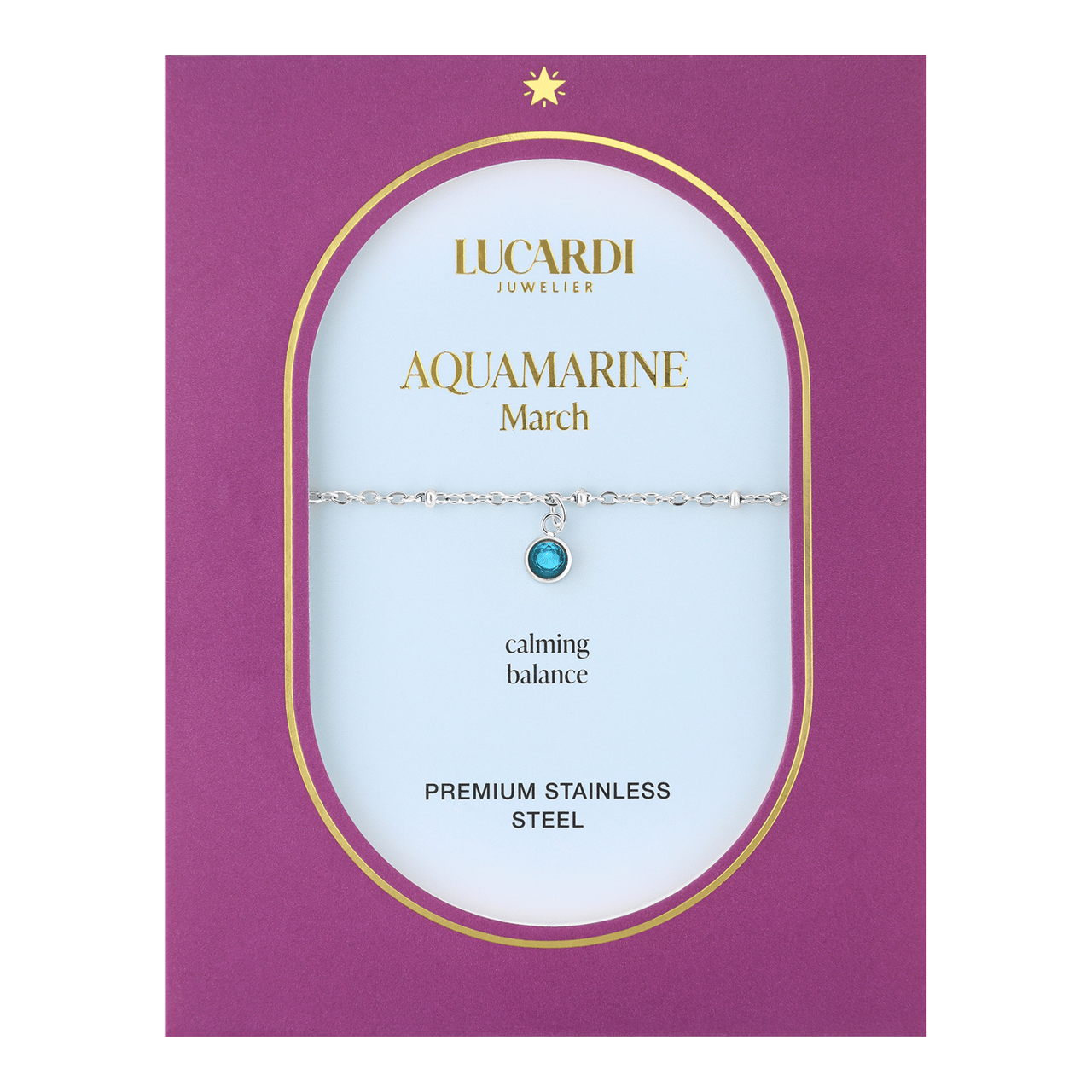 Stainless steel armband geboortesteen maart