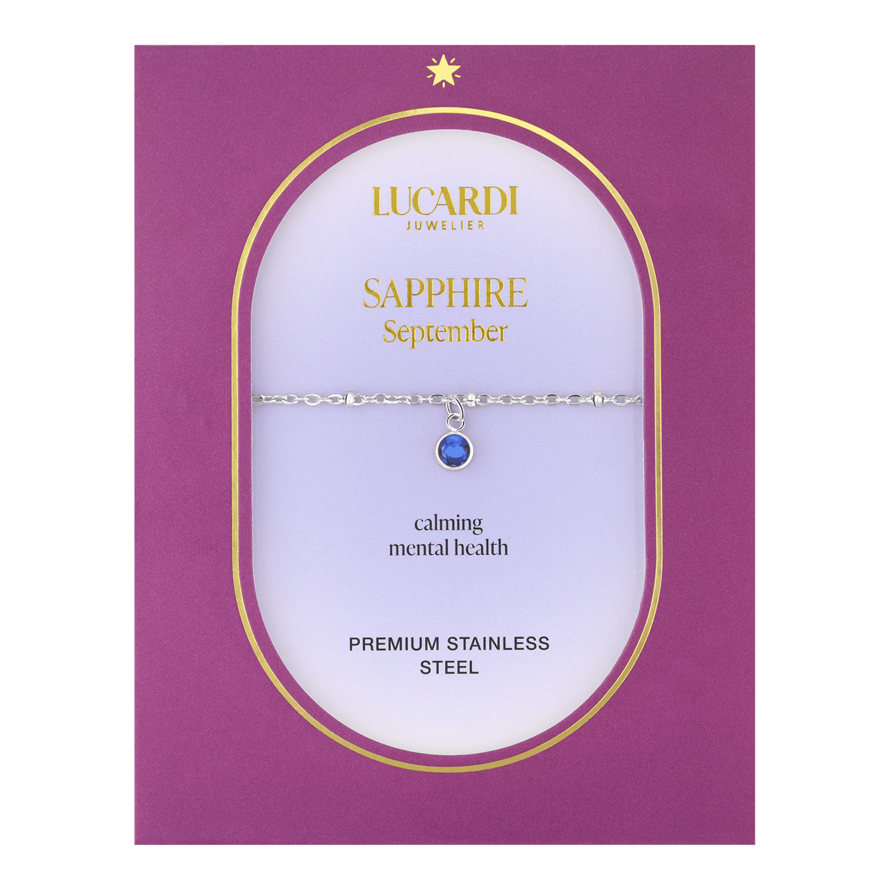 Stainless steel armband geboortesteen september